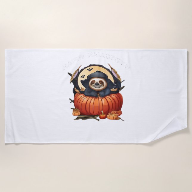 A funny sloth celebrating Halloween Essential T-Sh Beach Towel (Front)