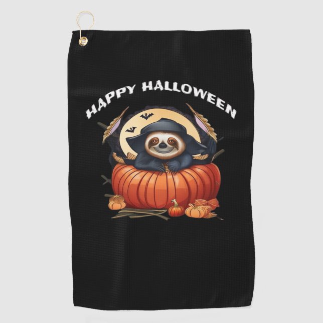 A funny sloth celebrating Halloween Essential T-Sh Golf Towel (Front)