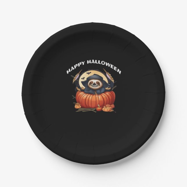 A funny sloth celebrating Halloween Essential T-Sh Paper Plate (Front)