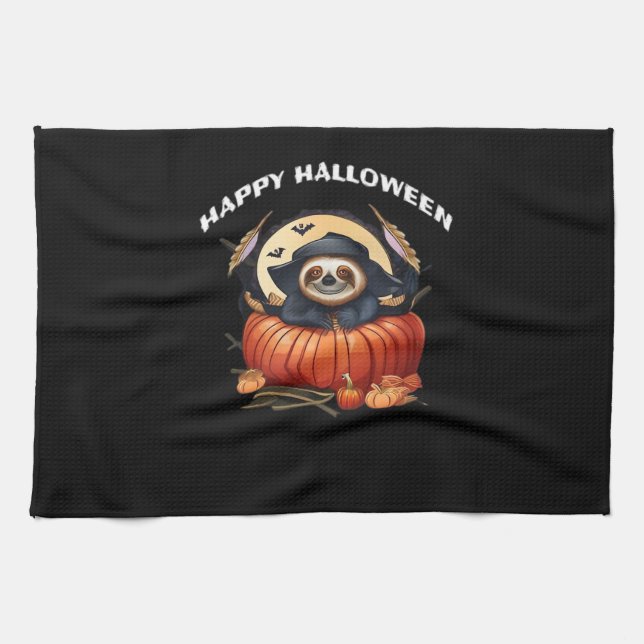 A funny sloth celebrating Halloween Essential T-Sh Tea Towel (Horizontal)