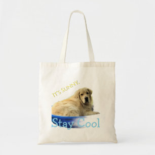 A funny tote bag featuring a Golden Retriever.