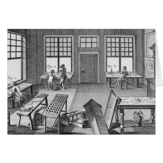 A furniture inlayer's workshop, from the 'Encyclop (Front Horizontal)