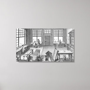 A furniture inlayer's workshop, from the 'Encyclop Canvas Print