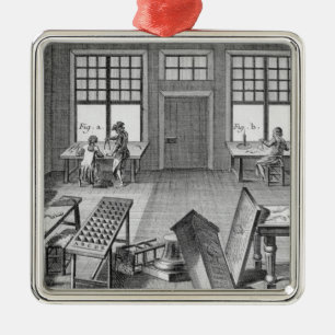 A furniture inlayer's workshop, from the 'Encyclop Metal Tree Decoration
