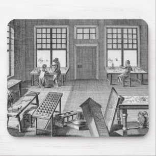 A furniture inlayer's workshop, from the 'Encyclop Mouse Mat