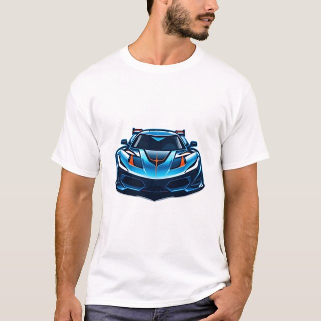  A futuristic blue car design tshirts  (Front)