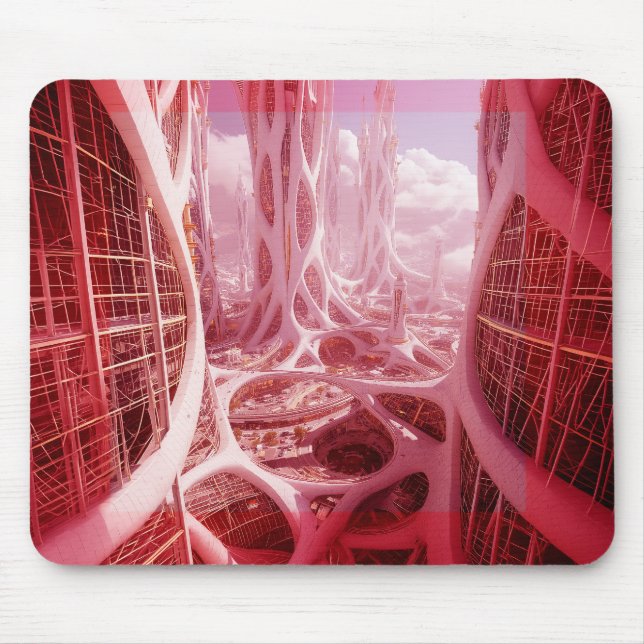A Futuristic Fractal City Mouse Mat (Front)