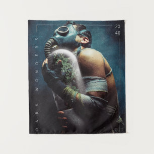 A futuristic plant oxygen mask dark wonders tapestry