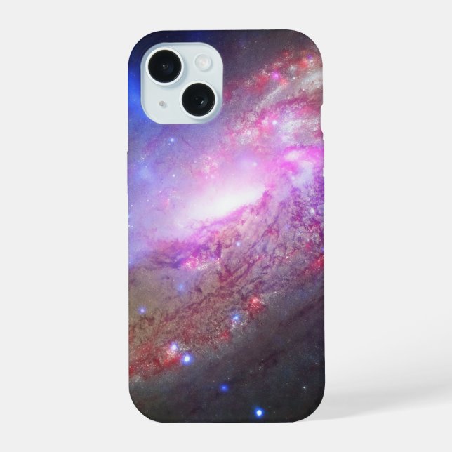 A Galactic Light Show In Spiral Galaxy Ngc 4258. iPhone 15 Case (Back)