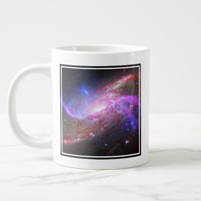 A Galactic Light Show In Spiral Galaxy Ngc 4258. Large Coffee Mug (Left)