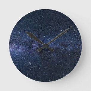 A galaxy of stars in the night sky round clock