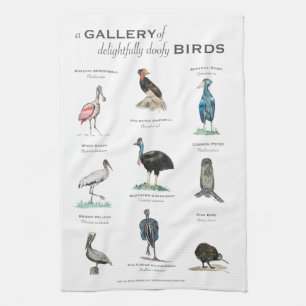 A Gallery of Delightfully Doofy Birds Tea Towel