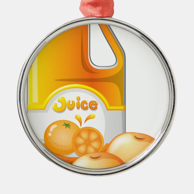 A gallon of orange juice metal tree decoration (Front)