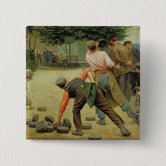 A Game of Bourles in Flanders, 1911 15 Cm Square Badge (Front)