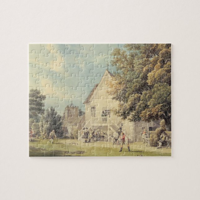 A Game of Bowls on the Bowling Green outside the B Jigsaw Puzzle (Horizontal)