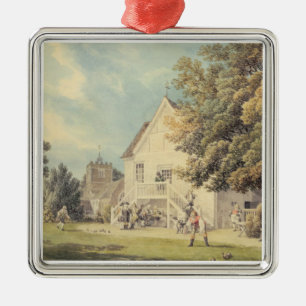 A Game of Bowls on the Bowling Green outside the B Metal Tree Decoration