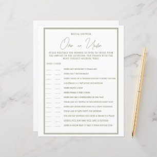 A GAME sheet of paper for a bridal shower.