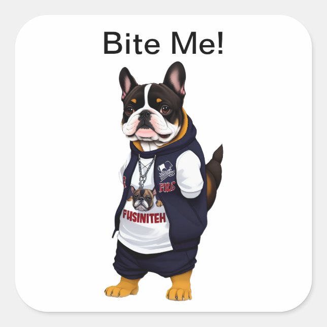 A gangster French bulldog named Max Square Sticker (Front)