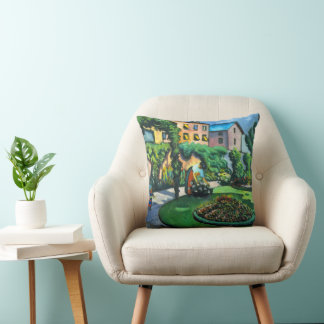 A Garden, Gartenbild by August Macke, Vintage Art Cushion