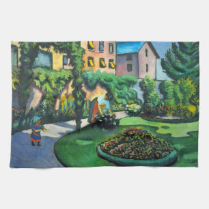 A Garden, Gartenbild by August Macke, Vintage Art Tea Towel