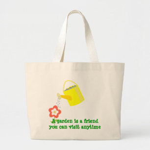A garden is a friend.. cute flower gardeing large tote bag