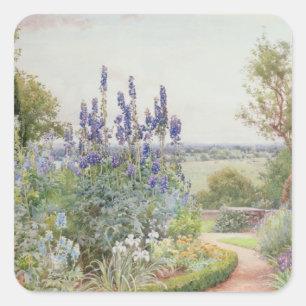 A Garden Near the Thames (w/c) Square Sticker