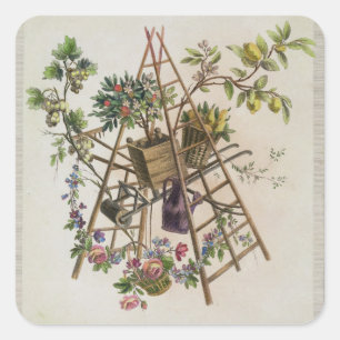 A garden textile design , from 'Oeuvre contenant u Square Sticker