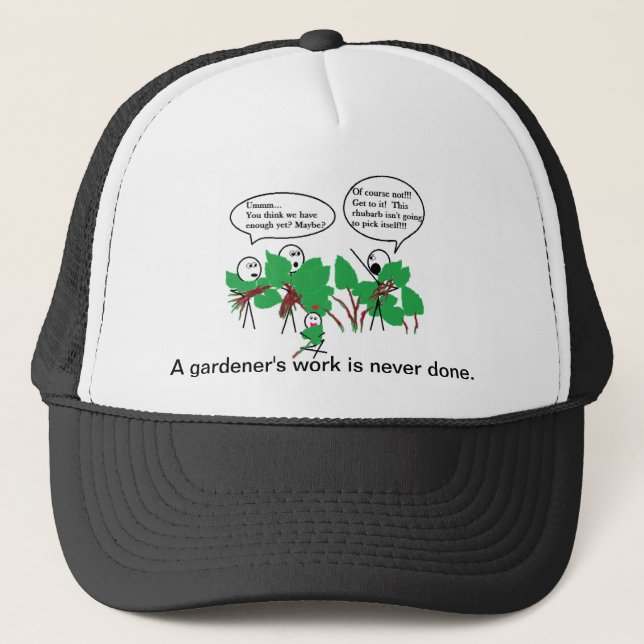 A gardener's work trucker hat (Front)