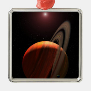 A gas giant planet orbiting a red dwarf metal tree decoration