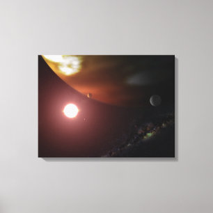 A gas giant planet orbiting a red dwarf star canvas print