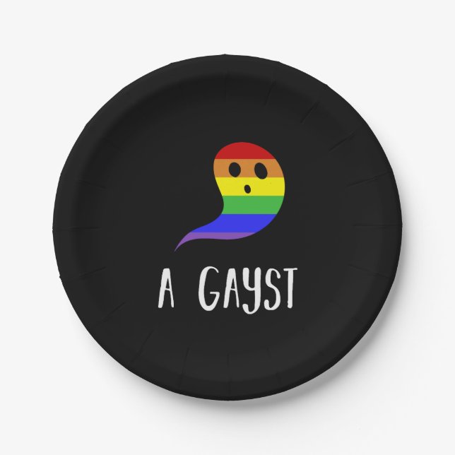 A Gayst  Gay Pride, Gay Halloween, LGBT Paper Plate (Front)