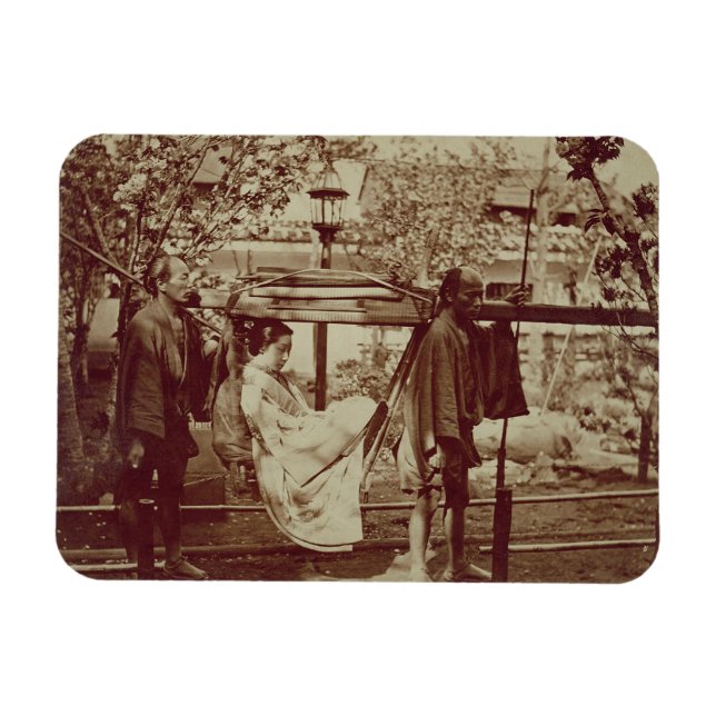 A Geisha being carried in a litter (sepia photo) Magnet (Horizontal)