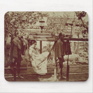 A Geisha being carried in a litter (sepia photo) Mouse Mat