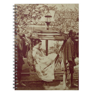 A Geisha being carried in a litter (sepia photo) Notebook