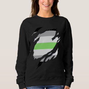 A Gender Flag 3D Effect Pride Gay LGBT Agender Que Sweatshirt