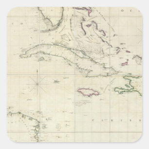 A General Chart of the West Indies Square Sticker