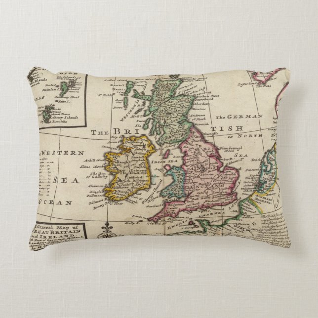 A general map of Great Britain and Ireland Decorative Cushion (Front)