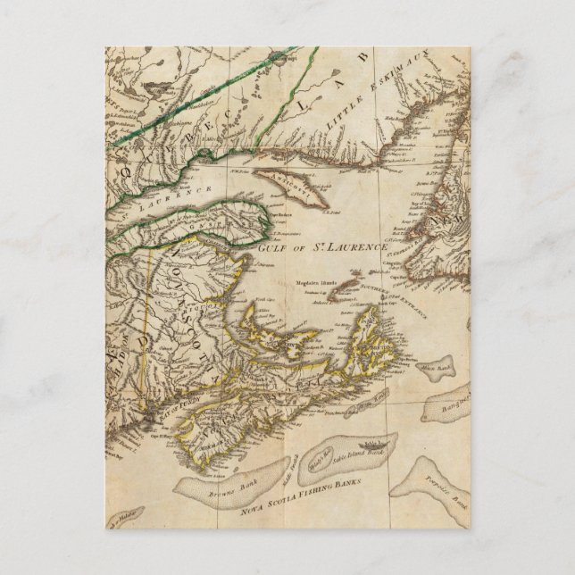 A General Map of the Northern British Colonies Postcard (Front)