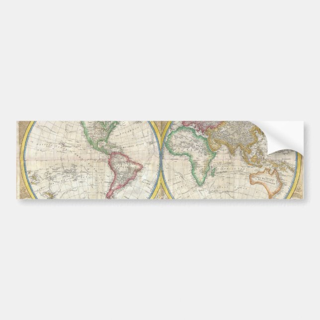A General Map of the World by Samuel Dunn 1794 Bumper Sticker (Front)
