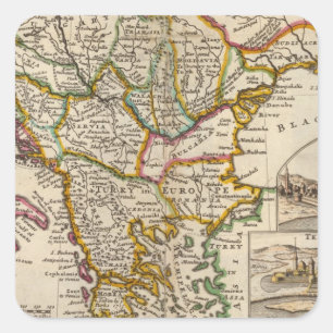 A general map of Turkey in Europe Square Sticker