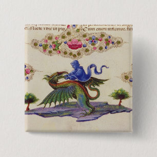A Genie and Winged Monster 15 Cm Square Badge