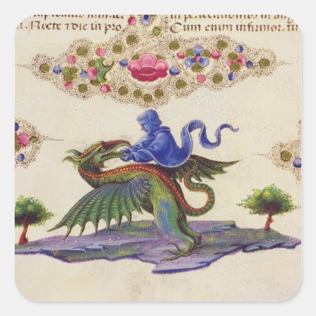 A Genie and Winged Monster Square Sticker (Front)