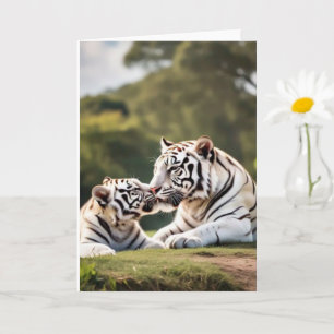 A Gentle Bond – White Tigers Greeting Card