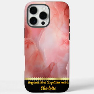 A gentle dance of soft pink marble textures iPhone 16 pro max case
