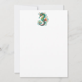 A gentle seahorse glides across the page invitation