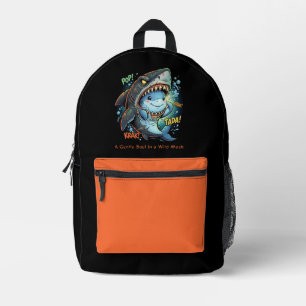A Gentle Soul in a Wild Mask Cute shark Printed Backpack