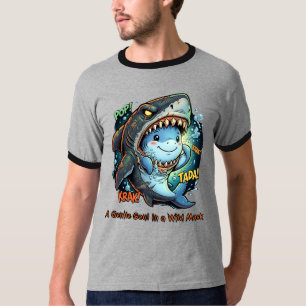 A Gentle Soul in a Wild Mask Cute shark T-Shirt