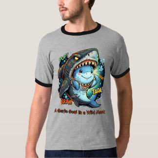A Gentle Soul in a Wild Mask Cute shark T-Shirt