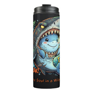 A Gentle Soul in a Wild Mask Cute Shark Thermal Tumbler