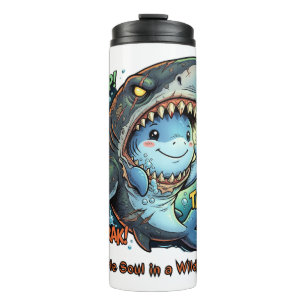 A Gentle Soul in a Wild Mask Cute Shark Thermal Tumbler